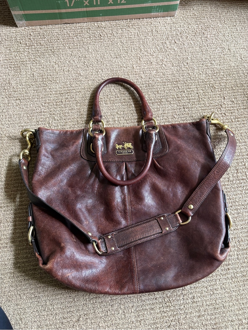 Coach Brown Leather Tote with Removable Shoulder Strap 12935